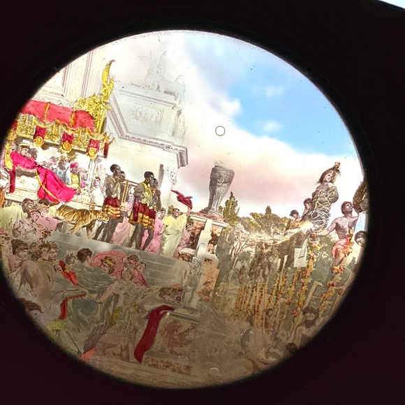 antique magic lantern slide Ancient Rome glass and wooden slide - Picture 2 of 8
